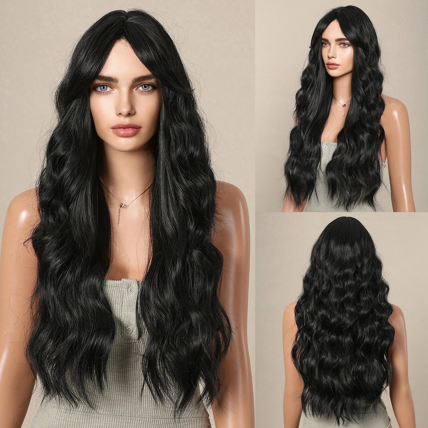 Long Curly White Platinum Synthetic Wigs with Bangs for Women Afro Cosplay Lolita Wavy Wig Natural Hair Heat Reisitant Daily Use