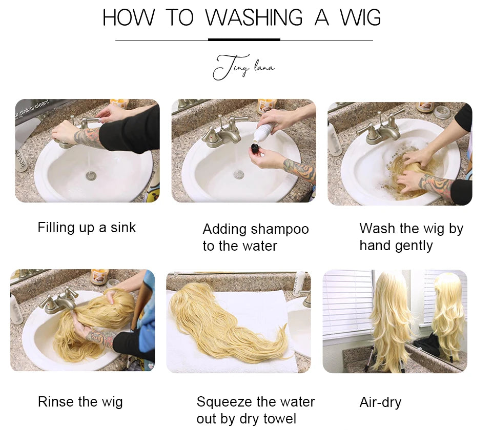 ALAN EATON Ombre Blonde Brown Wave Synthetic Wig Long Natural Looking Hair Wigs with Bangs for Women Daily Heat Resistant Fiber