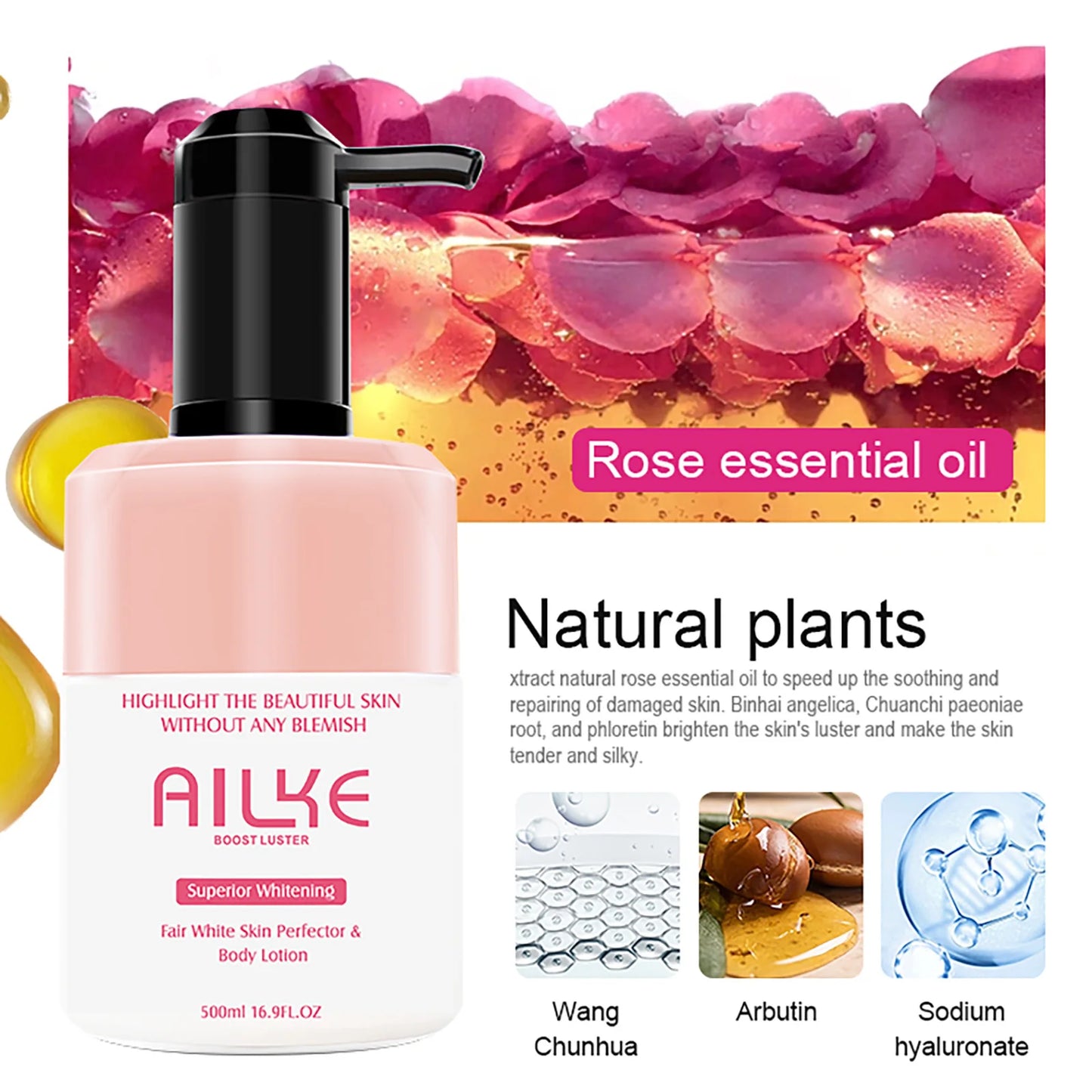 AILKE Whitening Body Lotion for Bright & Healthy Skin - Effective Skin Care Solution - Enhances Radiance & Evens Skin Tone