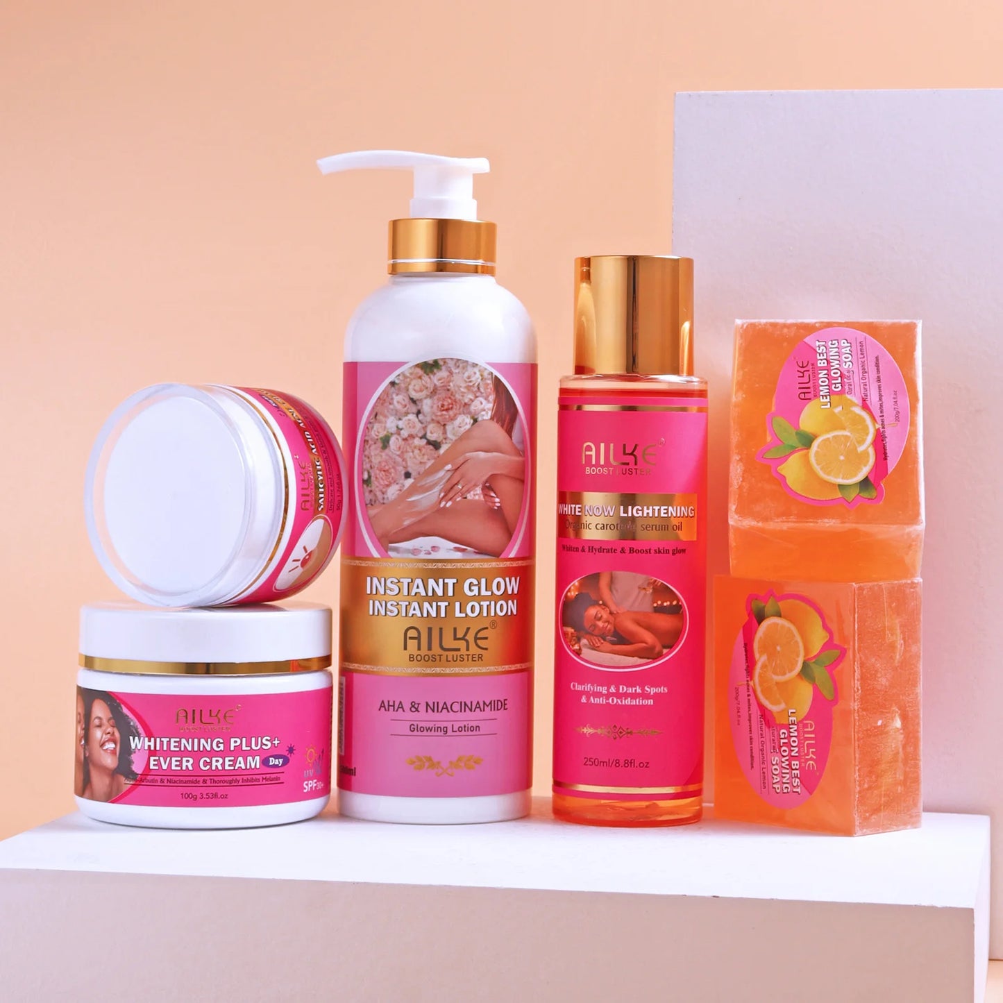 AILKE Natural Skin Cleansing Set, Cleanses Darkness, Stains, Moisturizes, Lightening, Smooth, Improve Rough and Dry Skin