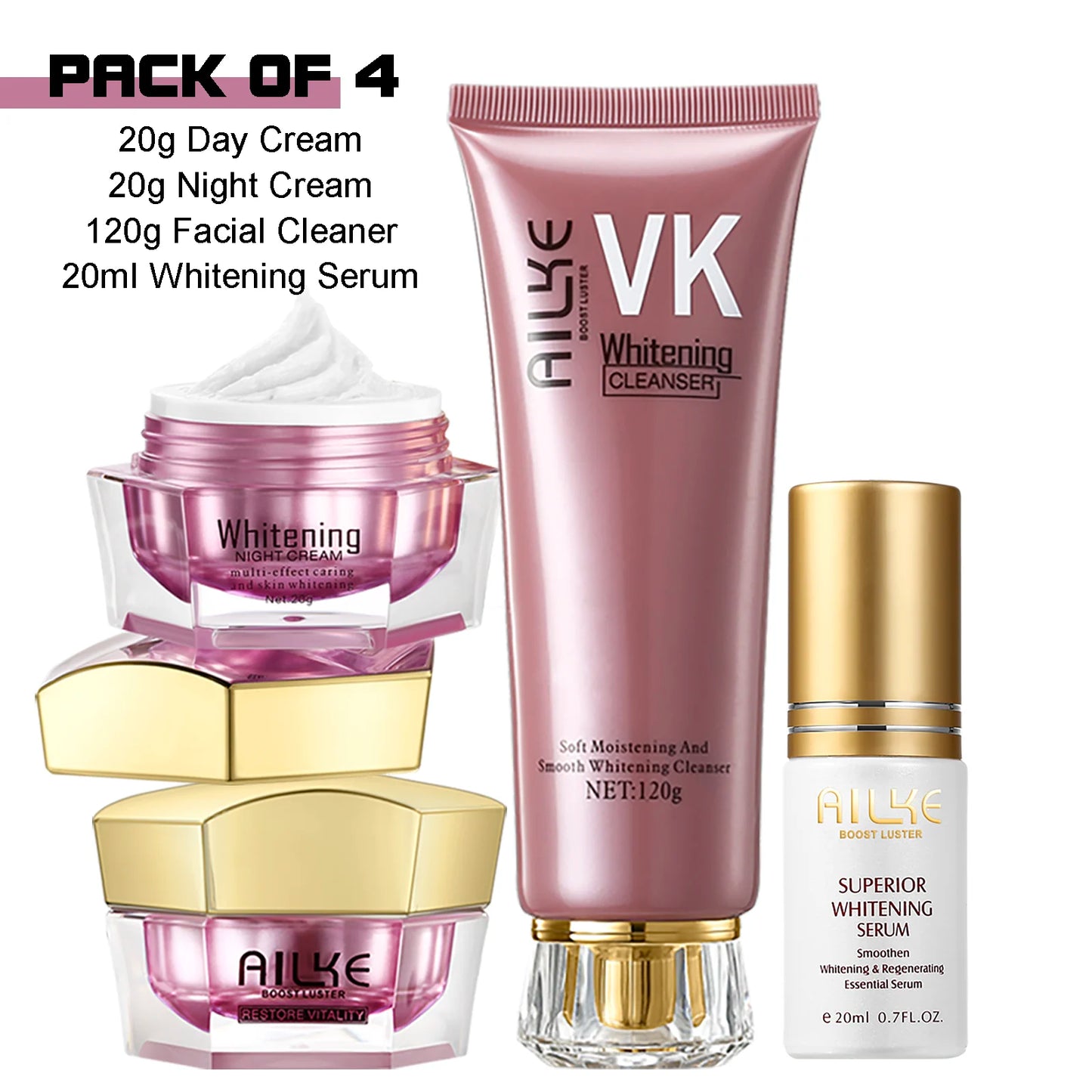 AILKE Lightening Anti-Wrinkle Face Cream With Collagen, Hyaluronic Acid, Whitening Skin Care Women Facial Moisturizer Set