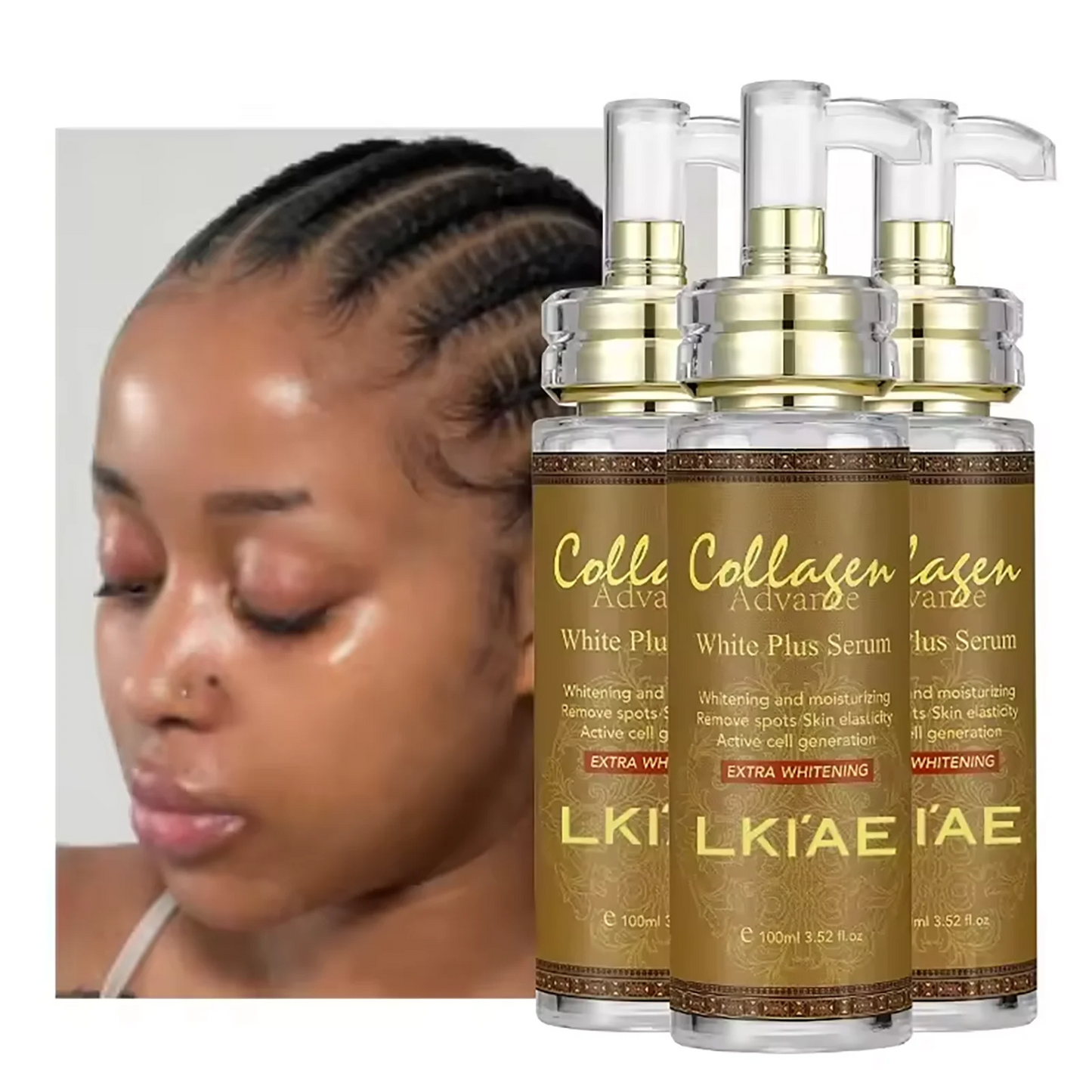 AILKE Skin Whitening Face Serum, Reduce Spots, Moisturizing, Even Skin Tone, With Organic Collagen, Skin Lightening Body Serum