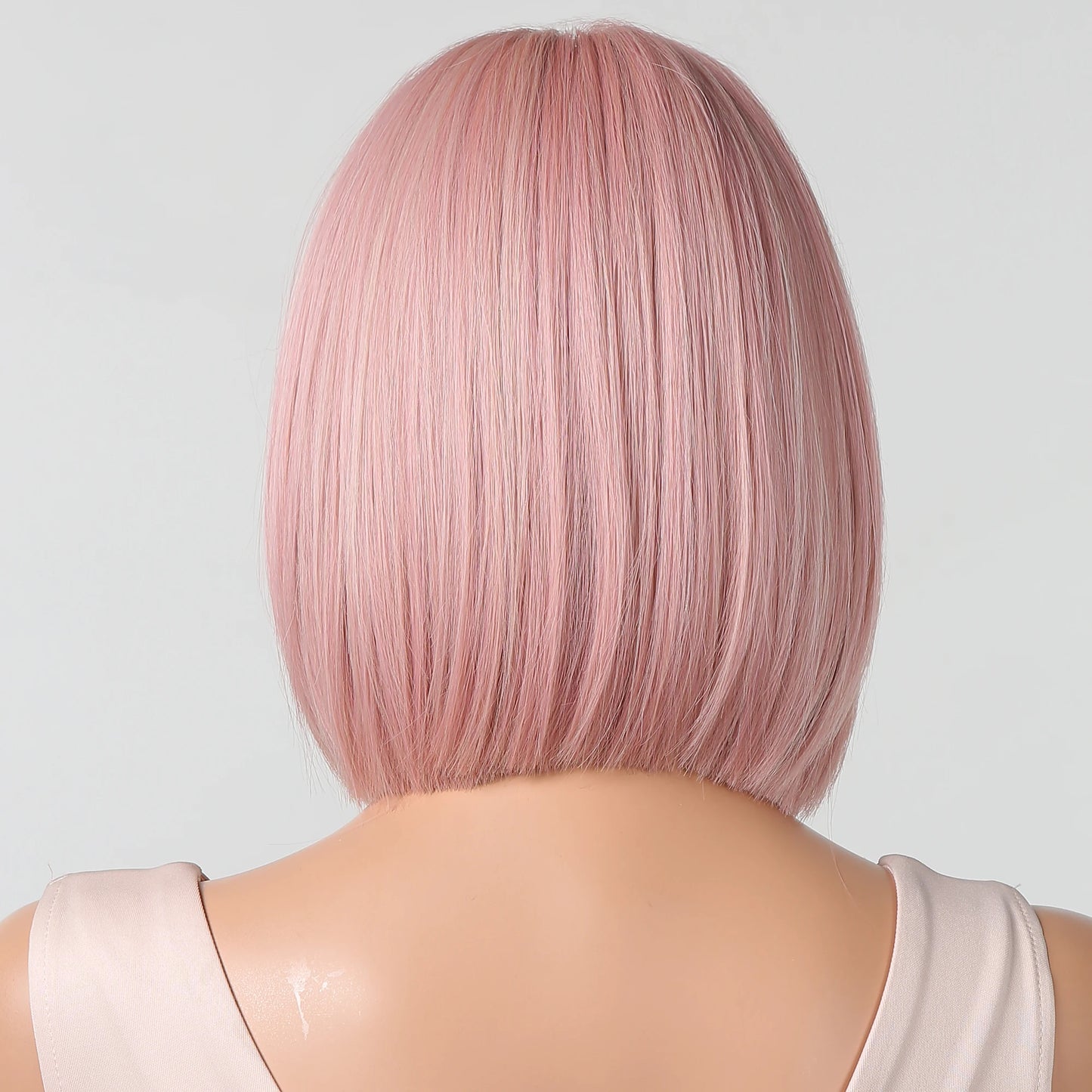 LOUIS FERRE Straight Pink Synthetic Wig for Women Short Bob Wig With Bangs Natural Hair Lolita Cosplay Heat Resistant Fashion