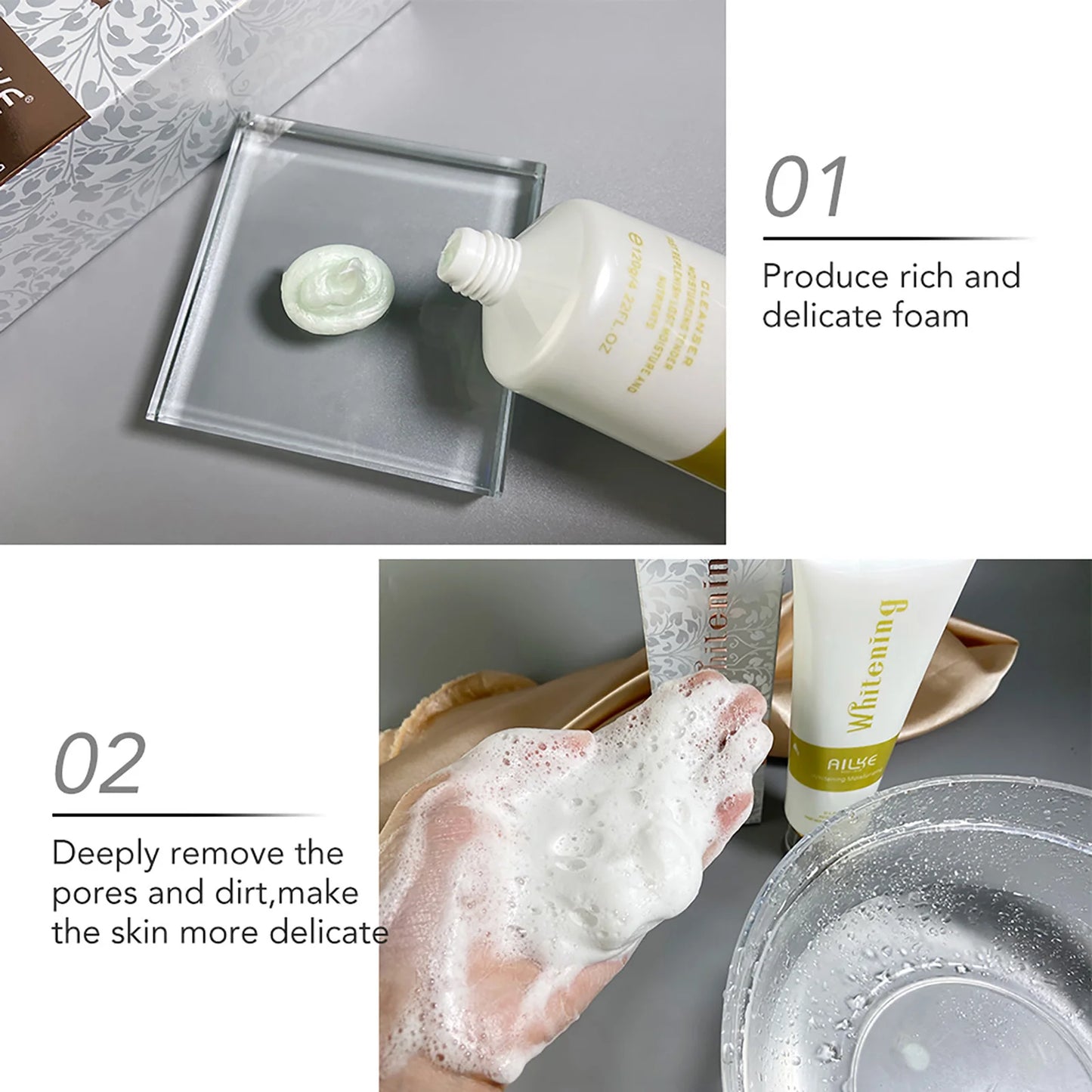 AILKE Women Whitening Face Care Set, Lightening, Reduce Dark Spots, Anti Wrinkles, For All Skin Types, Not Greasy, Easy Absorb