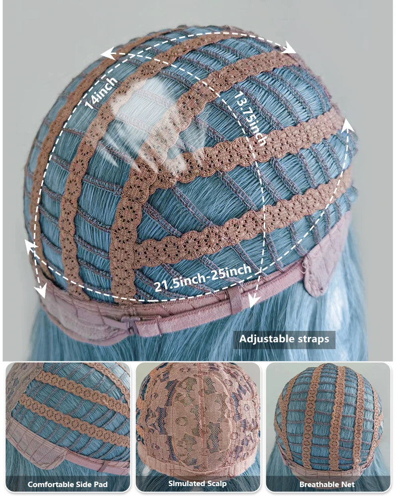 7JHH WIGS Long Wavy Purple Synthetic Wig for Women Daily Cosplay Party Natural Resistant Hair Wigs with Bangs Ombre Wigs