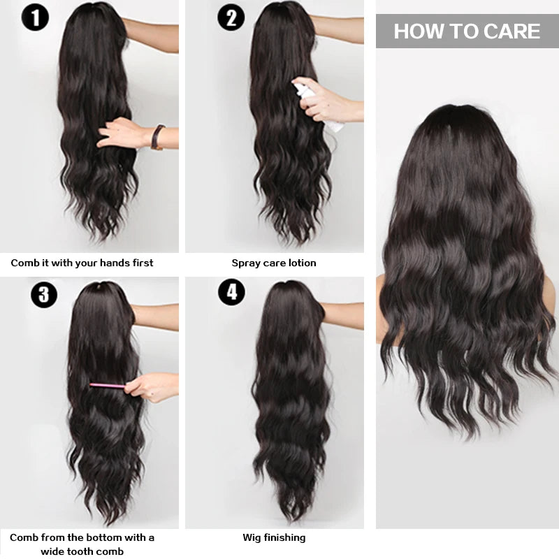 7JHH WIGS Long Wavy Purple Synthetic Wig for Women Daily Cosplay Party Natural Resistant Hair Wigs with Bangs Ombre Wigs