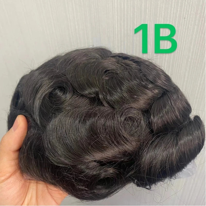 VERSALITE- Mono with Swiss Lace Front Toupee Men Male Hair Prosthesis 100% Natural Human Hair Replacement  System Men's Wigs