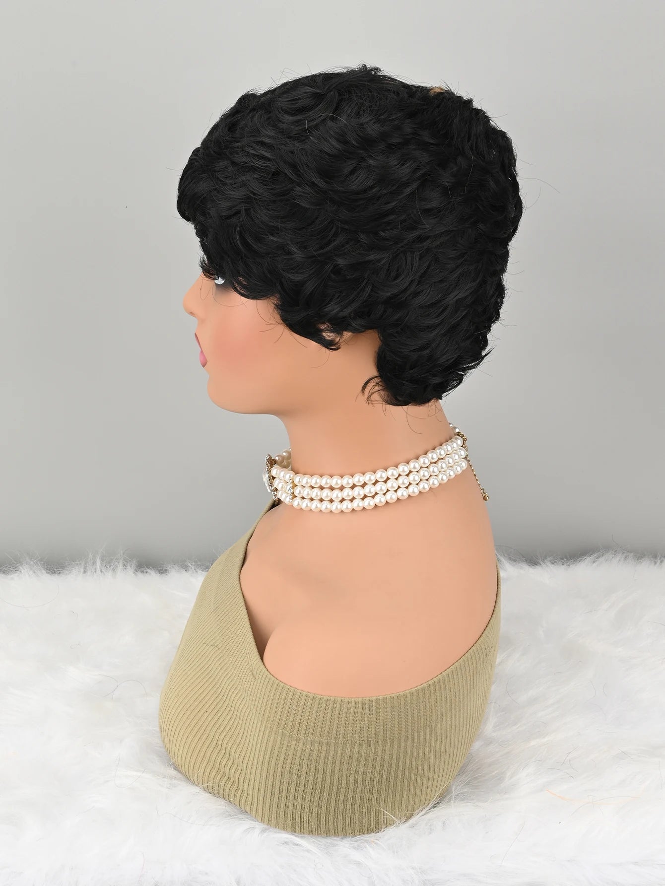 Short Bob synthetic Wig for Pixie Cut wigs Glueless Wig None Front Wig with Bangs Straight Full