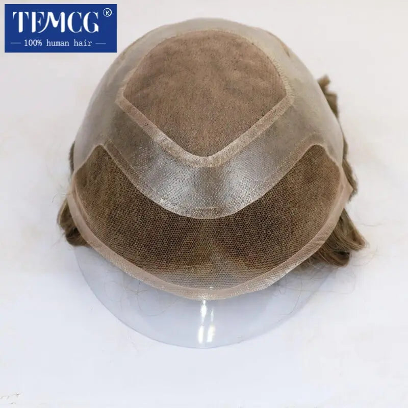 VERSALITE- Mono with Swiss Lace Front Toupee Men Male Hair Prosthesis 100% Natural Human Hair Replacement  System Men's Wigs