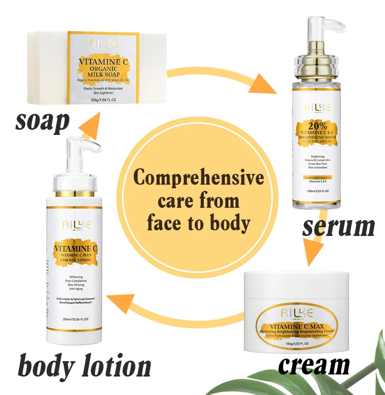 AILKE Brightening Body Cream, with Vitamin C, Hyaluronic Acid, Clean Skin, Even Skin Tone, Smooth, Skin Glowing Range for Women