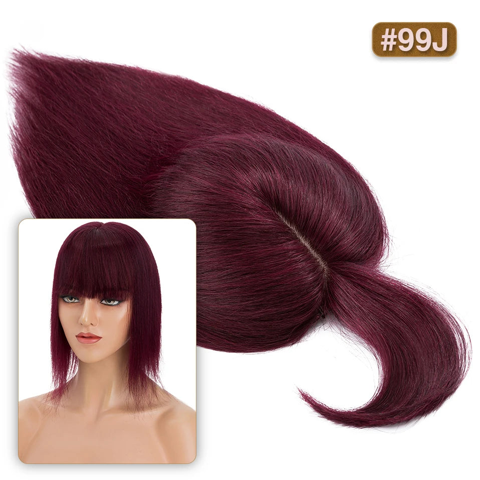 S-noilite Hair Toppers 10x12cm Women Topper 3.5x9cm Silk Base Natural Hair Wig 100% Human Hair For Women Hairpiece With Bangs