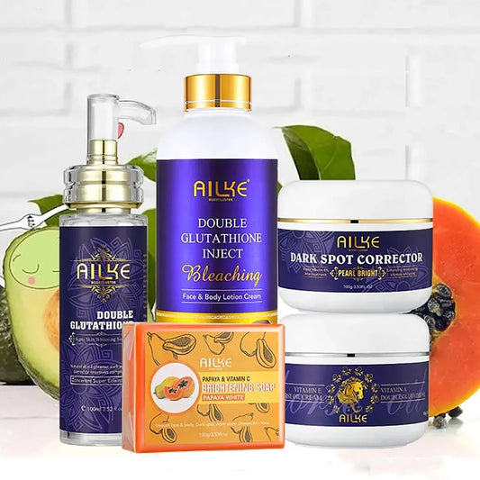 AILKE Whitening Skin Care Set, Reduce White, Dark, and Black Spots, Moisturizing, Clean Skin, Lightening for All Skin Types