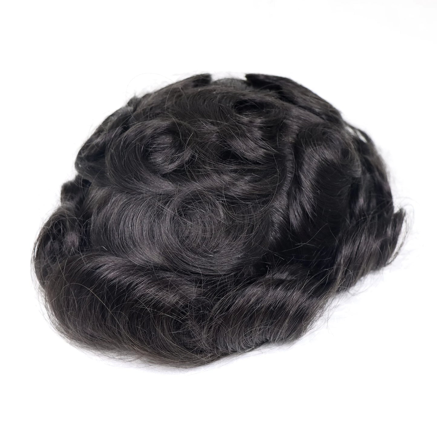 8x10 BIO Swiss Lace With PU Men Toupee Human Hair Natural Hairline 30mm Wave Lace Front Male Wig Units Replacement Prosthesis