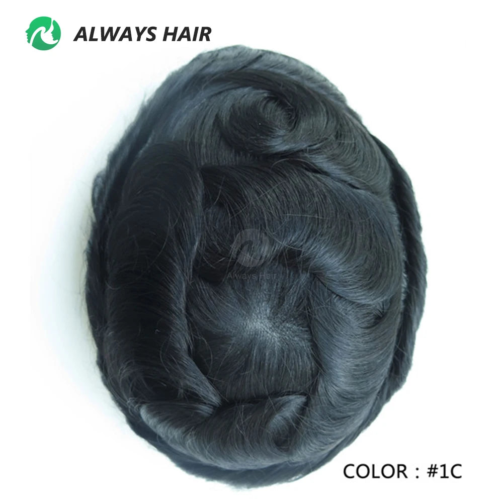 High Quality Man Toupee 1/8 Folded French Lace Durable Fine Mono Men's Capillary Prosthesis Hair Multiple Size Wig Man Free Ship