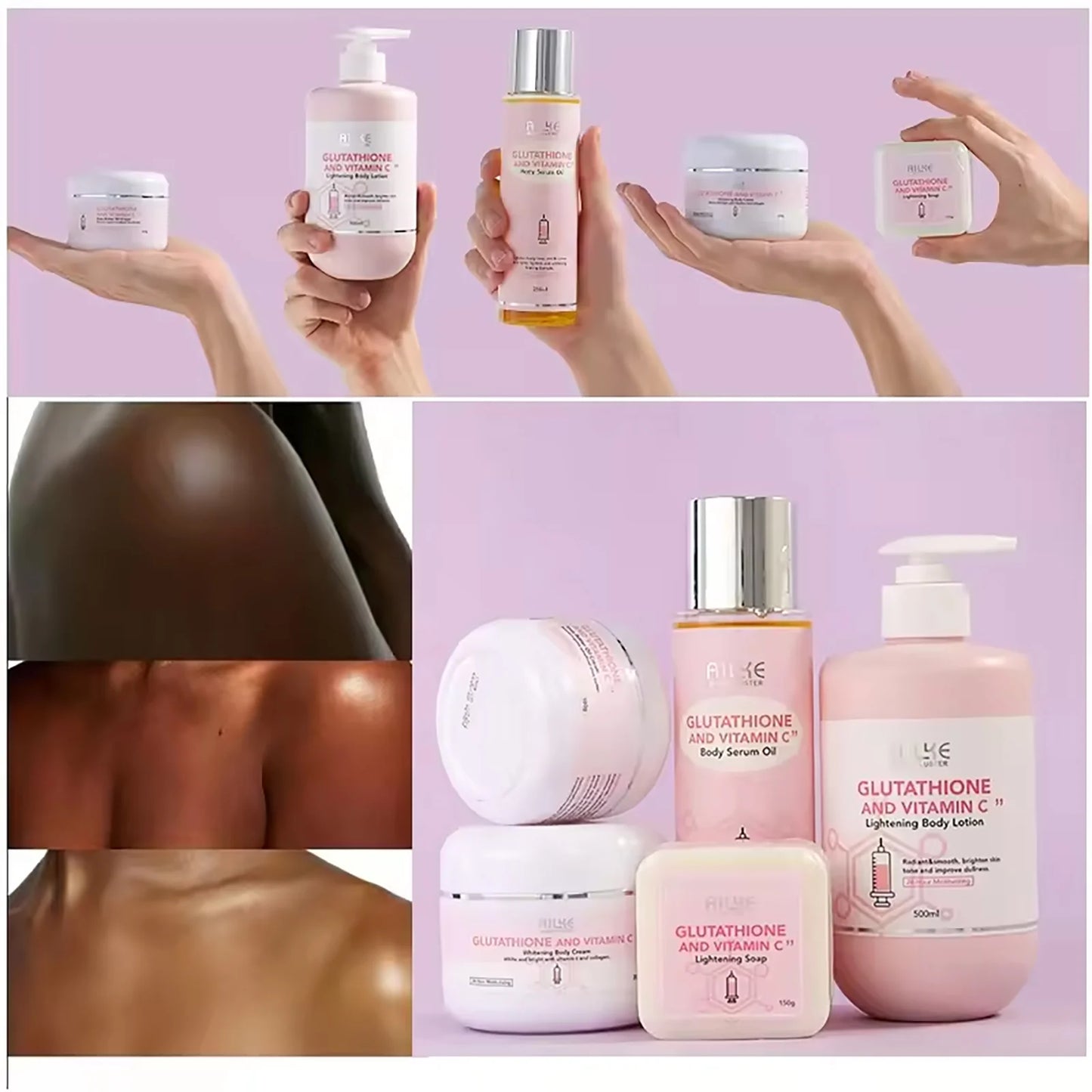 AILKE Women Whitening Skin Care Set, For Smooth, Radiant Skin, Lightening, Moisturizing, Hydrate, With Organic Vitamin C