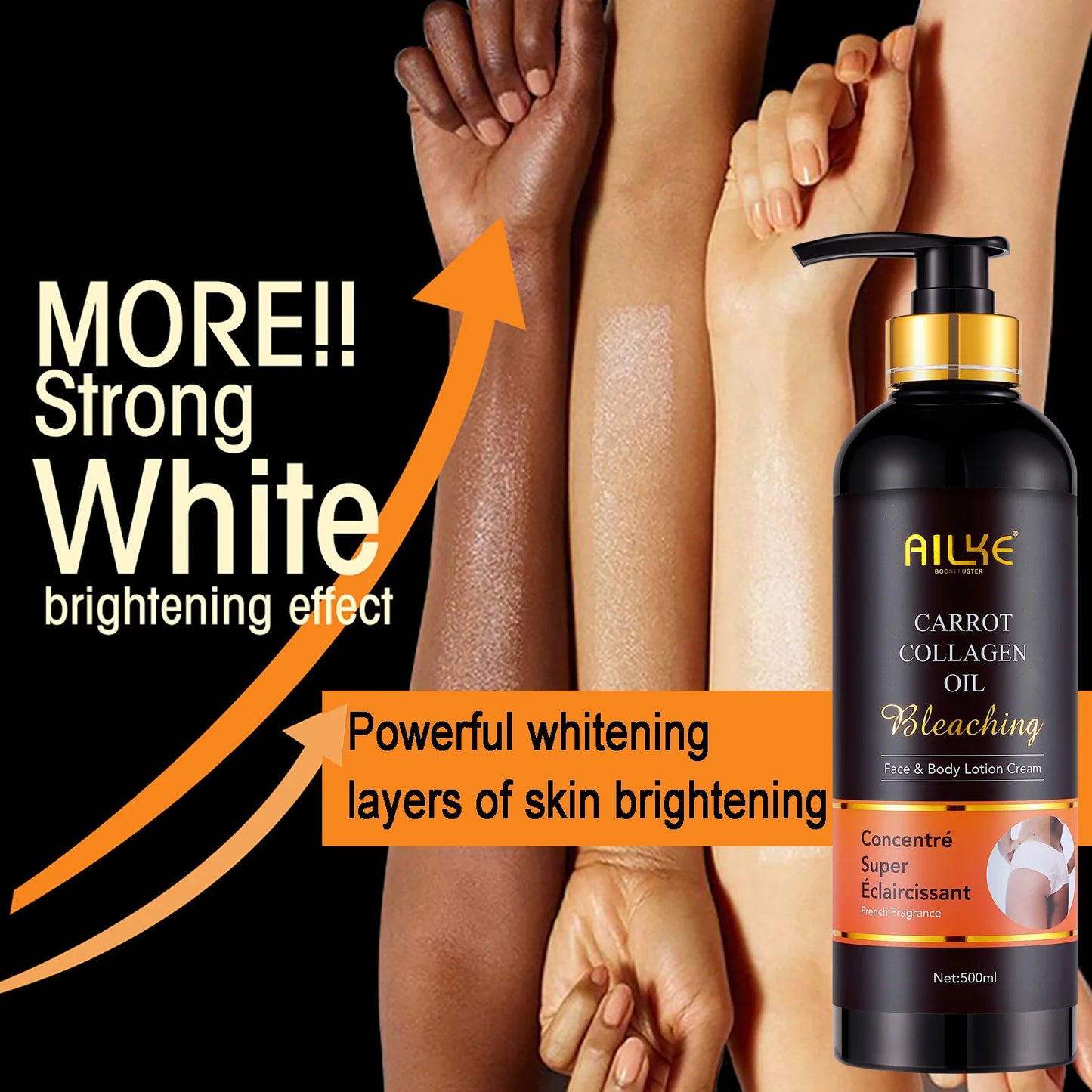 AILKE Skin Whitening Face Serum, Reduce Spots, Moisturizing, Even Skin Tone, With Organic Collagen, Skin Lightening Body Serum