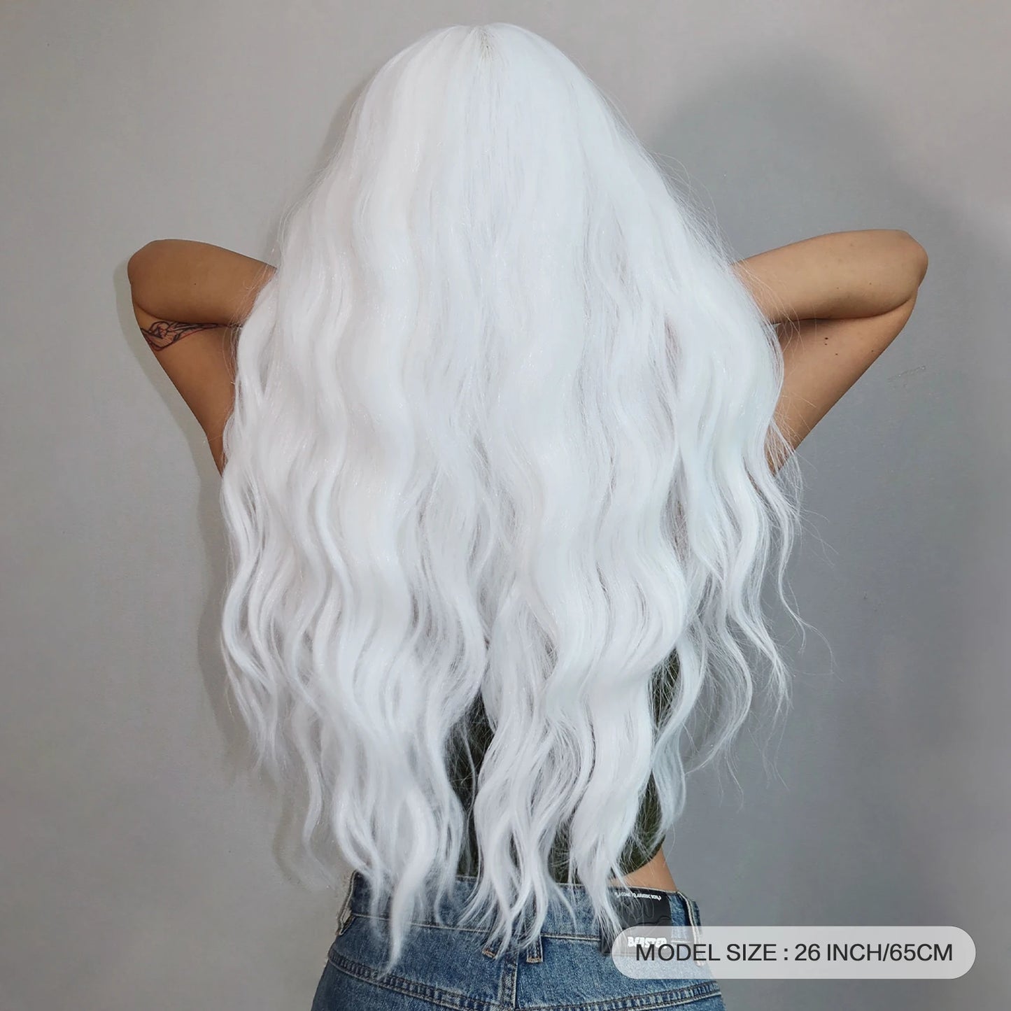 Long Curly White Platinum Synthetic Wigs with Bangs for Women Afro Cosplay Lolita Wavy Wig Natural Hair Heat Reisitant Daily Use