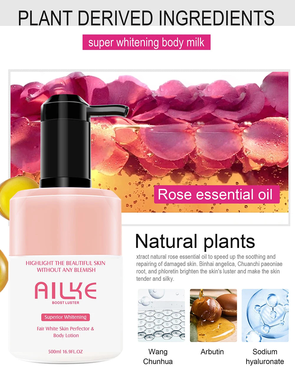 AILKE Whitening Body Lotion for Bright & Healthy Skin - Effective Skin Care Solution - Enhances Radiance & Evens Skin Tone