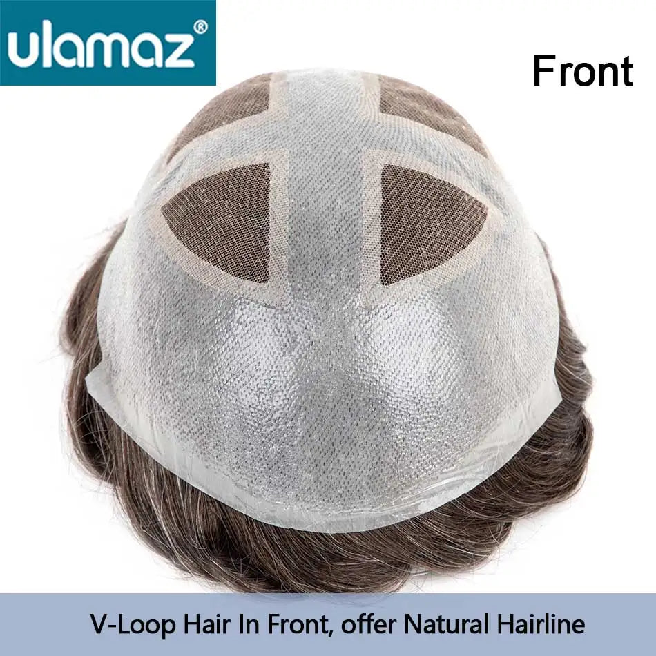 Man Hair Prosthesis French Lace Skin Hair System For Men Microskin Men's Capillary Prosthesis Indian Human Hair Toupee Mens Wig