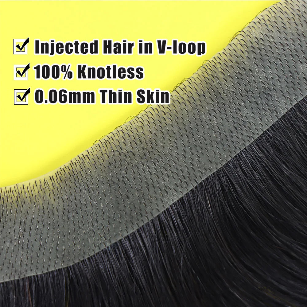 Natural Human Hair Forehead Hairline Toupee Men's Capillary Prosthesis Thin Skin Hairpiece Replacement System Remy Hair