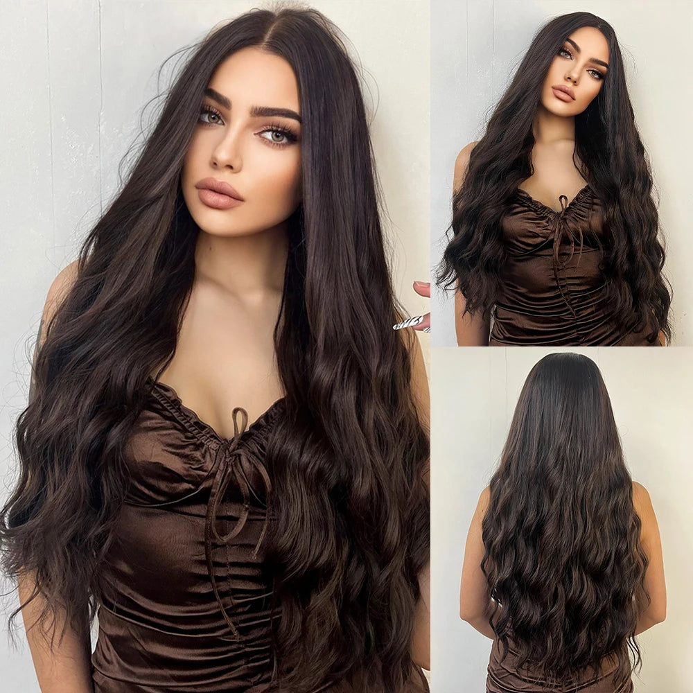 Orange Copper Red Yellow Synthetic Wigs Long Wavy Ginger Wig with Bangs for Women Natural Cosplay Body Wave Heat Resistant Hair