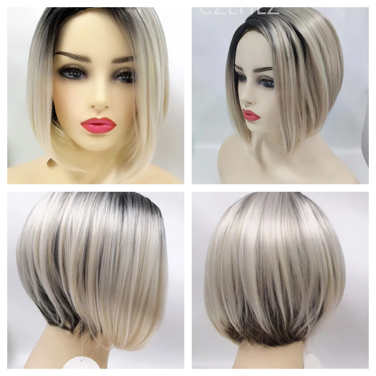 Women's Fashion Wig Natural Brown Short Bob Hair Wig with Side Bangs Daily Party Wigs for Women Female Heat Resistant Fake Hair