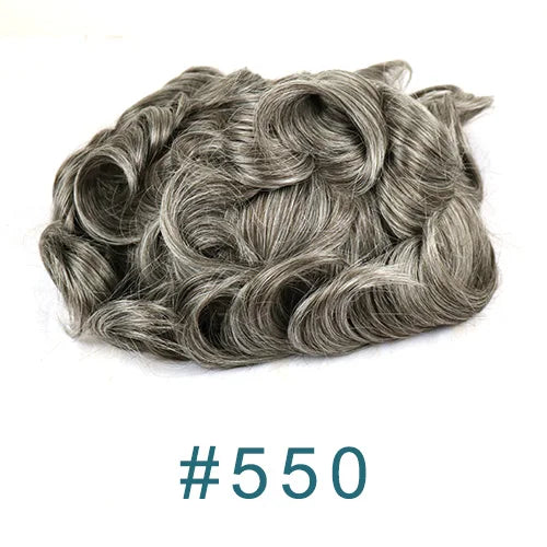 Ultra Thin Skin 1B80 Men Toupee Human Hair 0.02mm Full PU Gery Black Mix Wig Capillary Prosthesis Toupet Male Replacement System