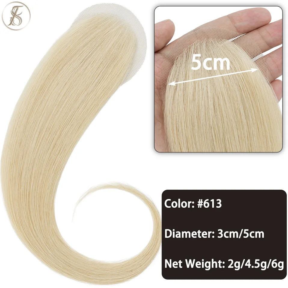 TESS Women Toppers Hair Hook Lace Single Knot Natural Human Hair Replacement Prothesis Invisible Alopecia Areata Brown Hairpiece