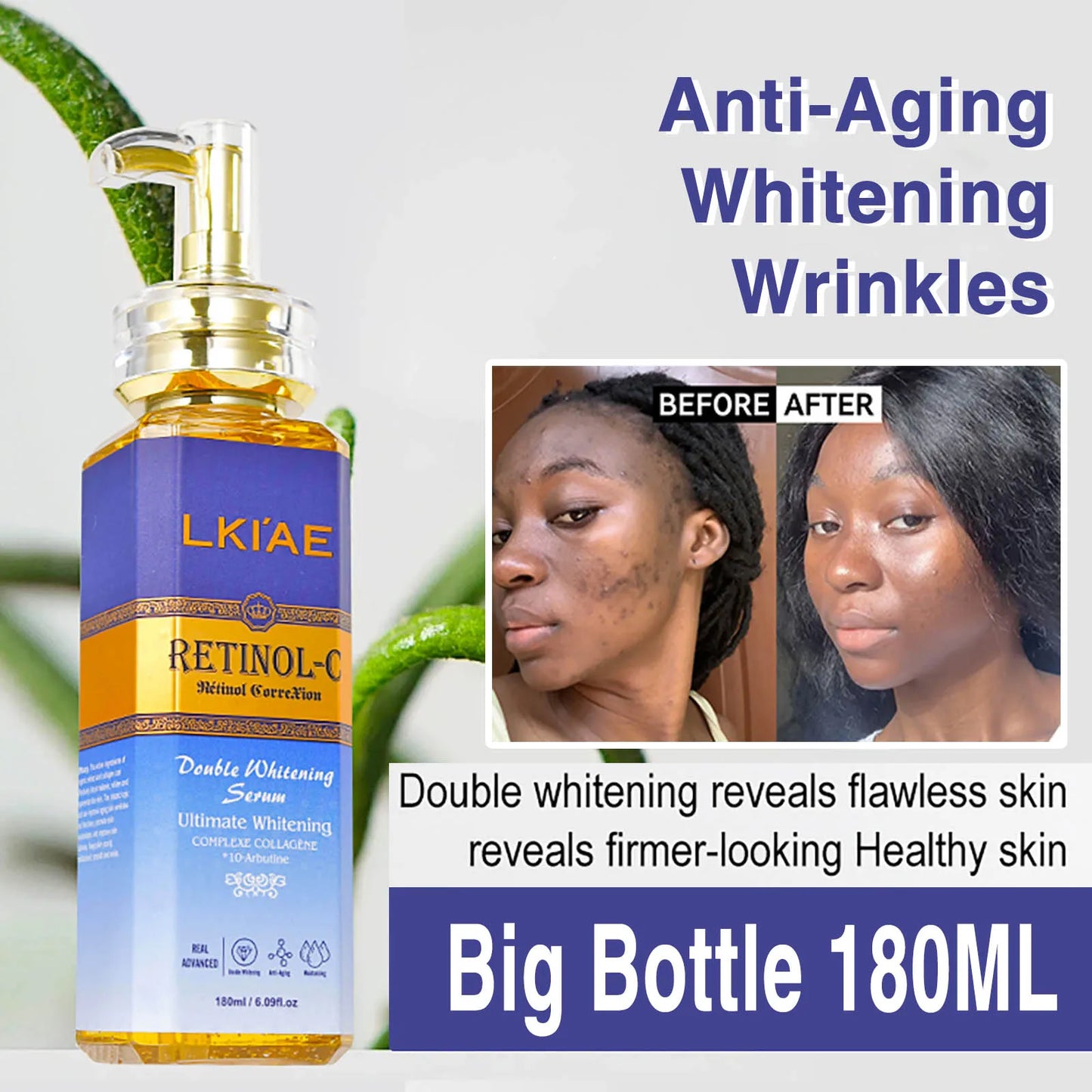 LKIAE Advanced Retinol Whitening Skin Care Set for All Skin Types, Moisturizing, Reduce Wrinkle, Dark Spot, Melanin, Smooth Skin