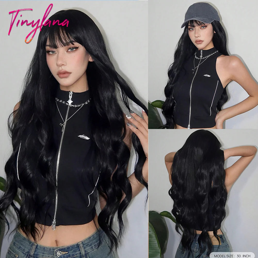 Long Curly White Platinum Synthetic Wigs with Bangs for Women Afro Cosplay Lolita Wavy Wig Natural Hair Heat Reisitant Daily Use