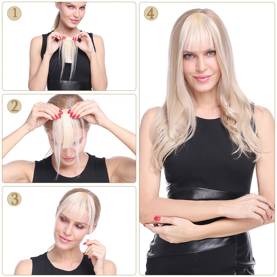 S-noilite Thick Bangs Air Bangs Straight Wig Natural Black Brown Blonde Invisible Fake Hair Piece Clip In Fringe Hair Extensions
