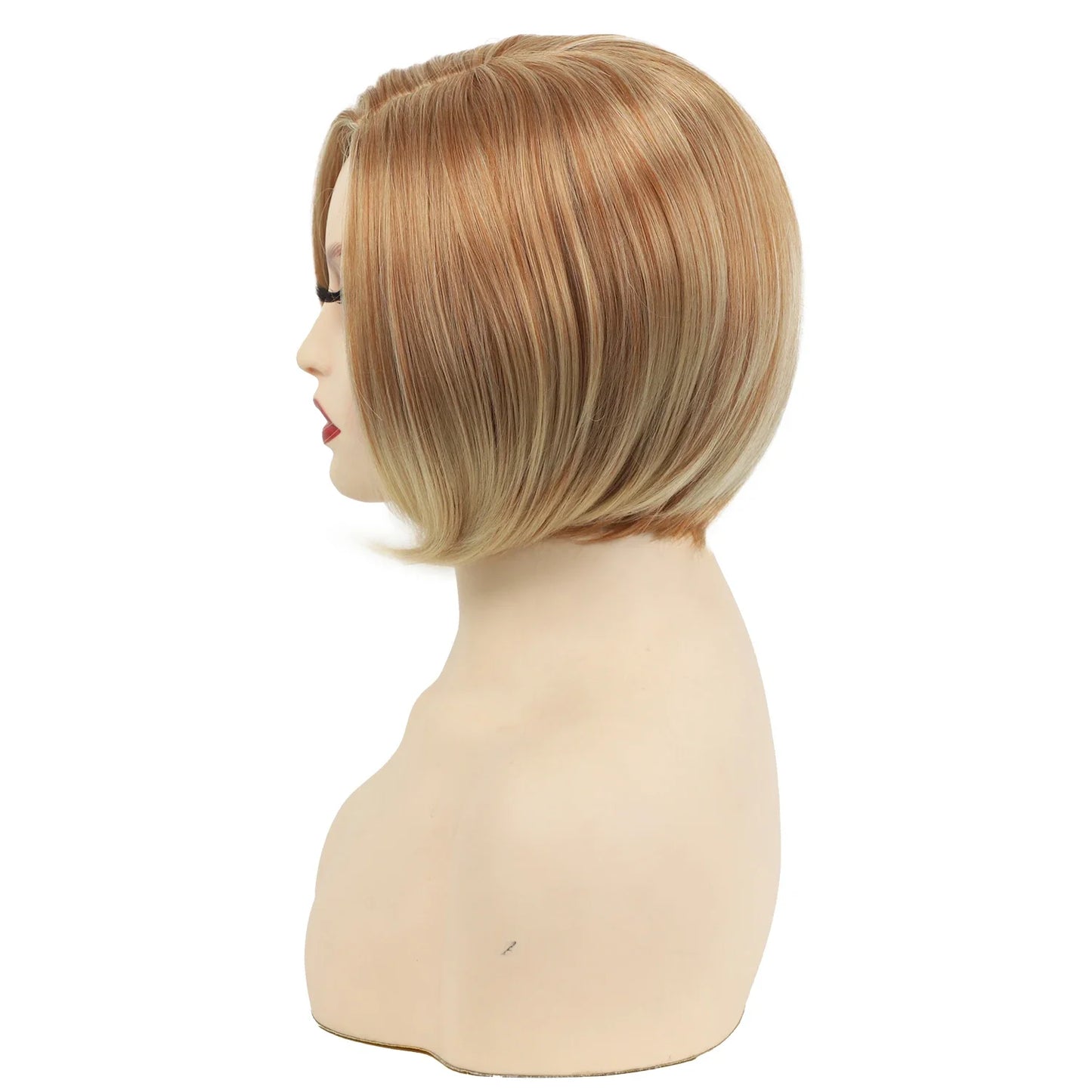 Women's Fashion Wig Natural Brown Short Bob Hair Wig with Side Bangs Daily Party Wigs for Women Female Heat Resistant Fake Hair