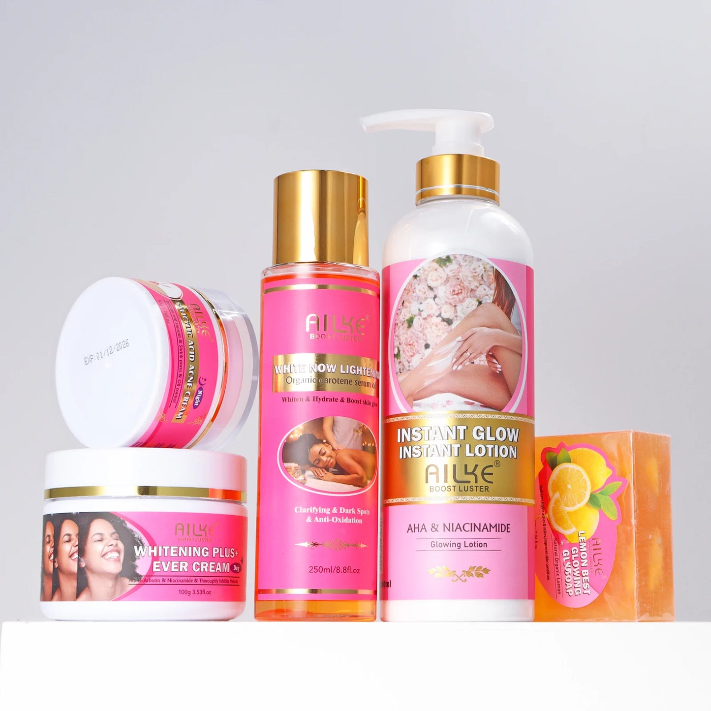 AILKE Natural Skin Cleansing Set, Cleanses Darkness, Stains, Moisturizes, Lightening, Smooth, Improve Rough and Dry Skin