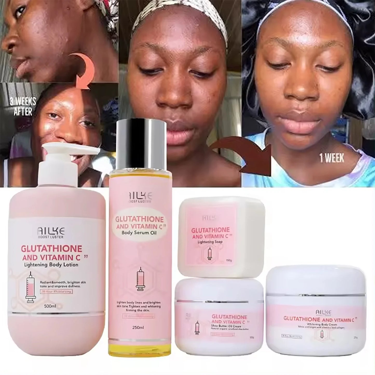 AILKE Women Whitening Skin Care Set, For Smooth, Radiant Skin, Lightening, Moisturizing, Hydrate, With Organic Vitamin C