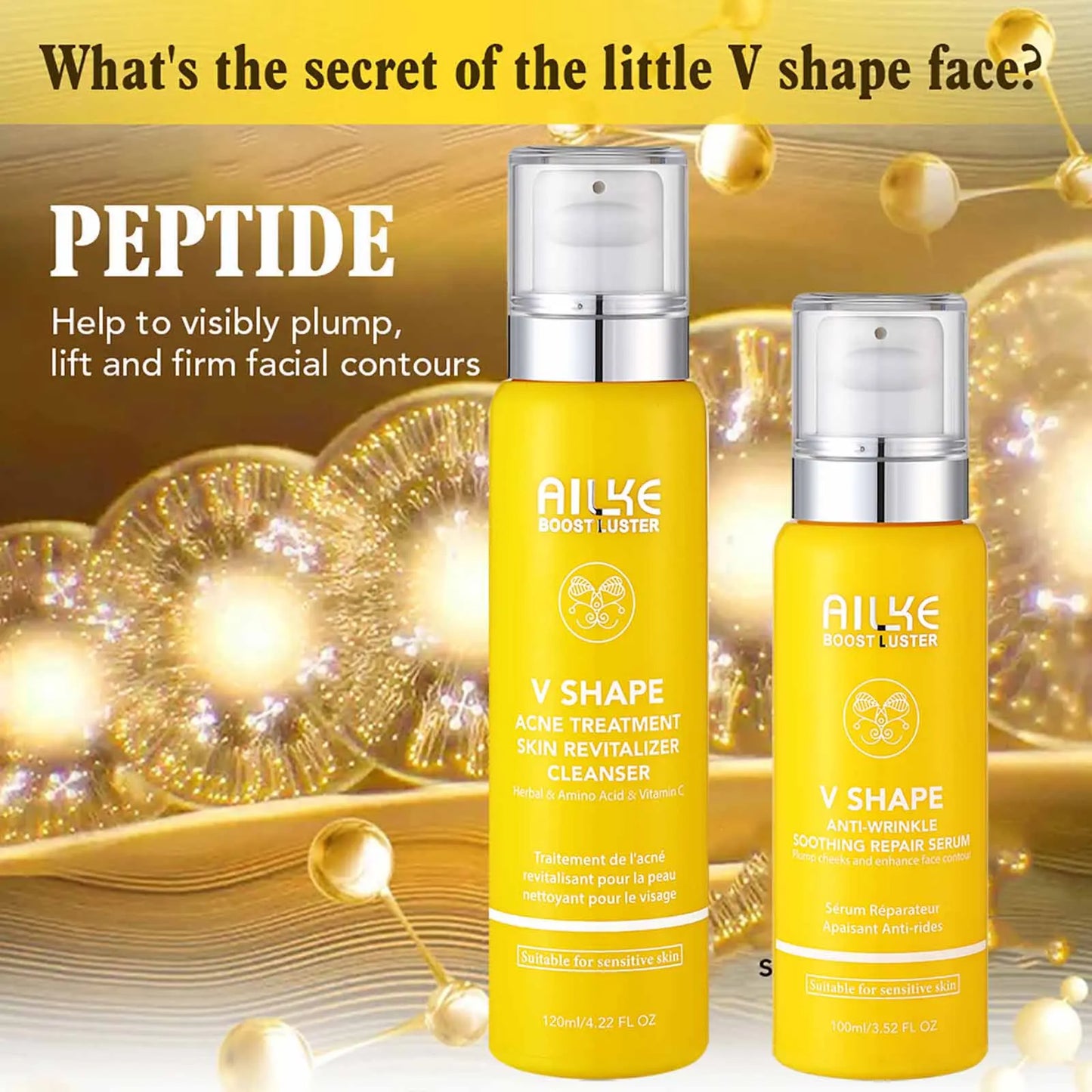 AILKE Peptide Face Care Brightening Set, Reduce Breakouts, Anti Wrinkles, Moisturizing, For All Skin Types, Even Sensitive Skin