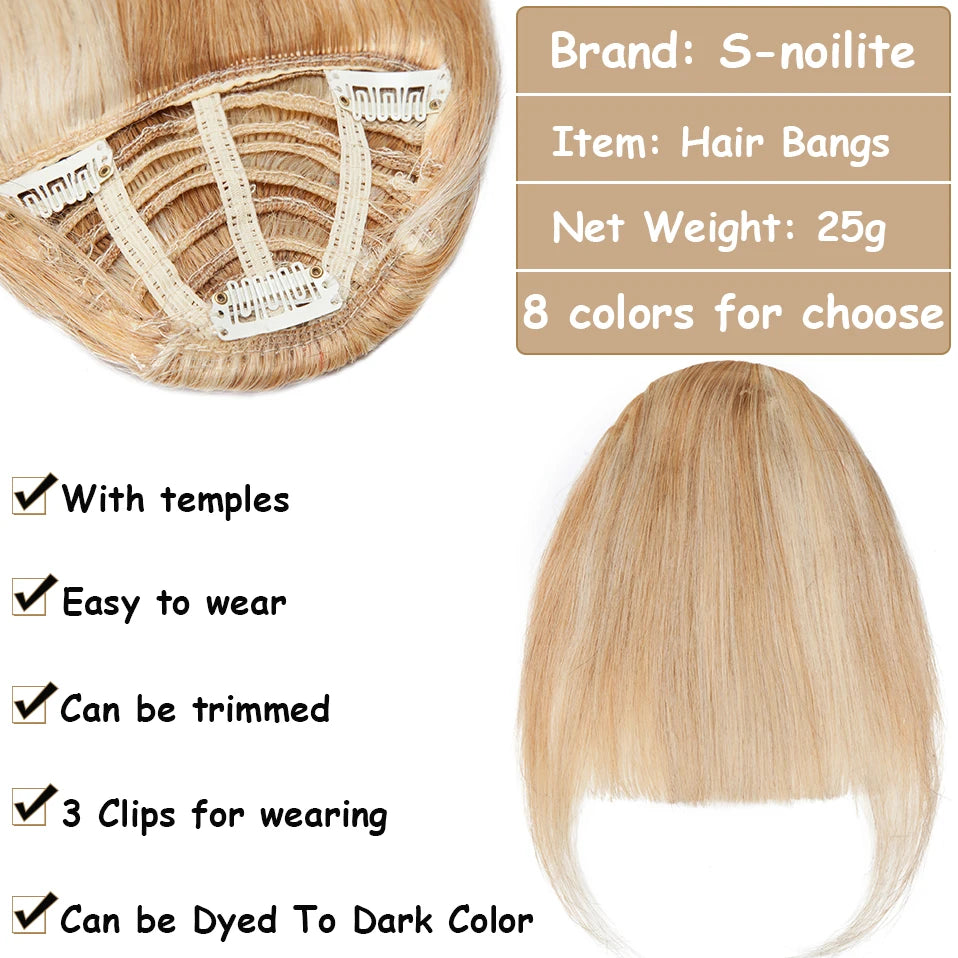 S-noilite Thick Bangs Air Bangs Straight Wig Natural Black Brown Blonde Invisible Fake Hair Piece Clip In Fringe Hair Extensions