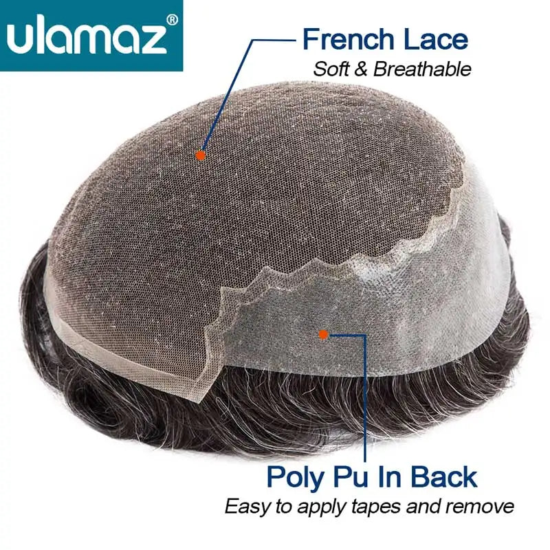 Lace Front Men's Wig Bleach Knots Capillary Male Hair Prosthesis Lace PU Toupee Wigs For Men Q6 Hair System Man Real Human Hair