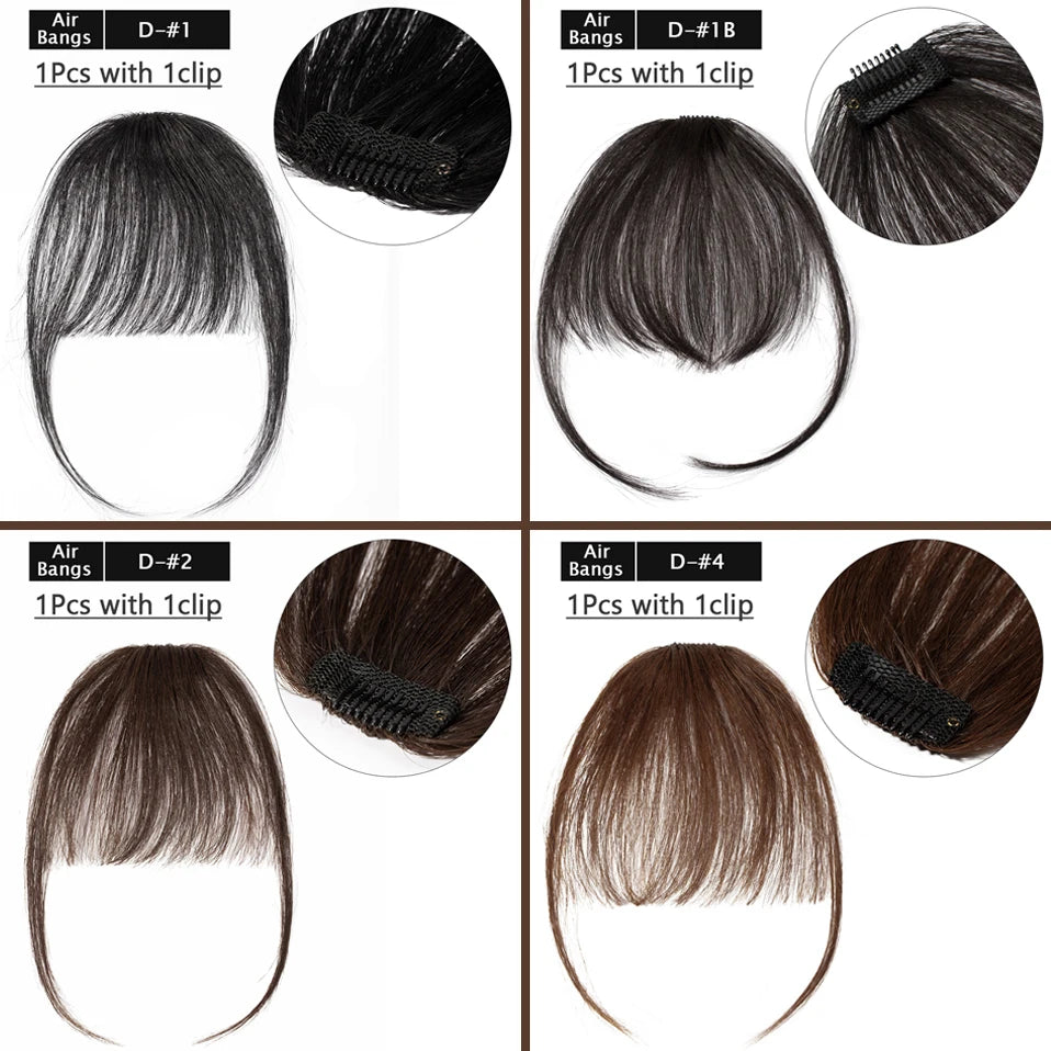 S-noilite Thick Bangs Air Bangs Straight Wig Natural Black Brown Blonde Invisible Fake Hair Piece Clip In Fringe Hair Extensions