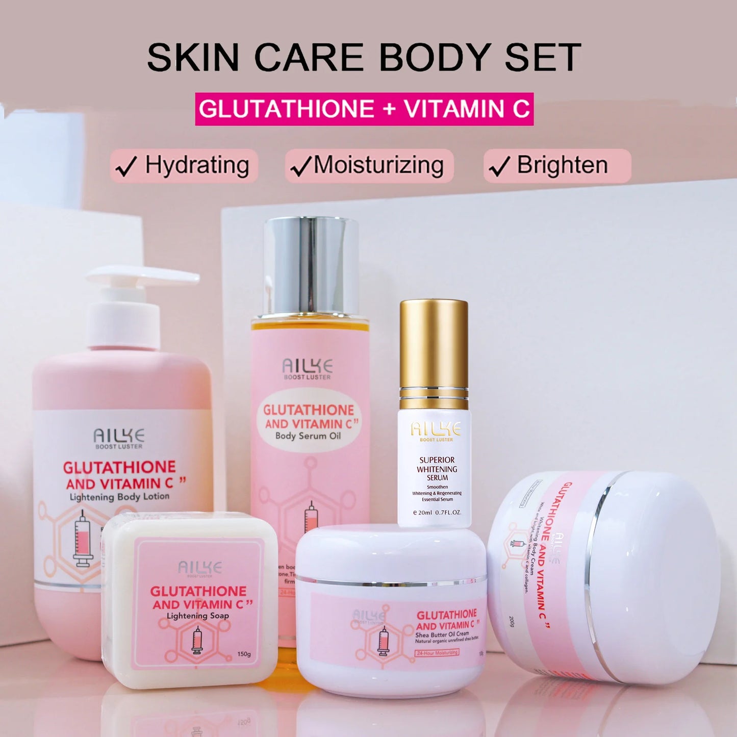 AILKE Women Whitening Skin Care Set, For Smooth, Radiant Skin, Lightening, Moisturizing, Hydrate, With Organic Vitamin C
