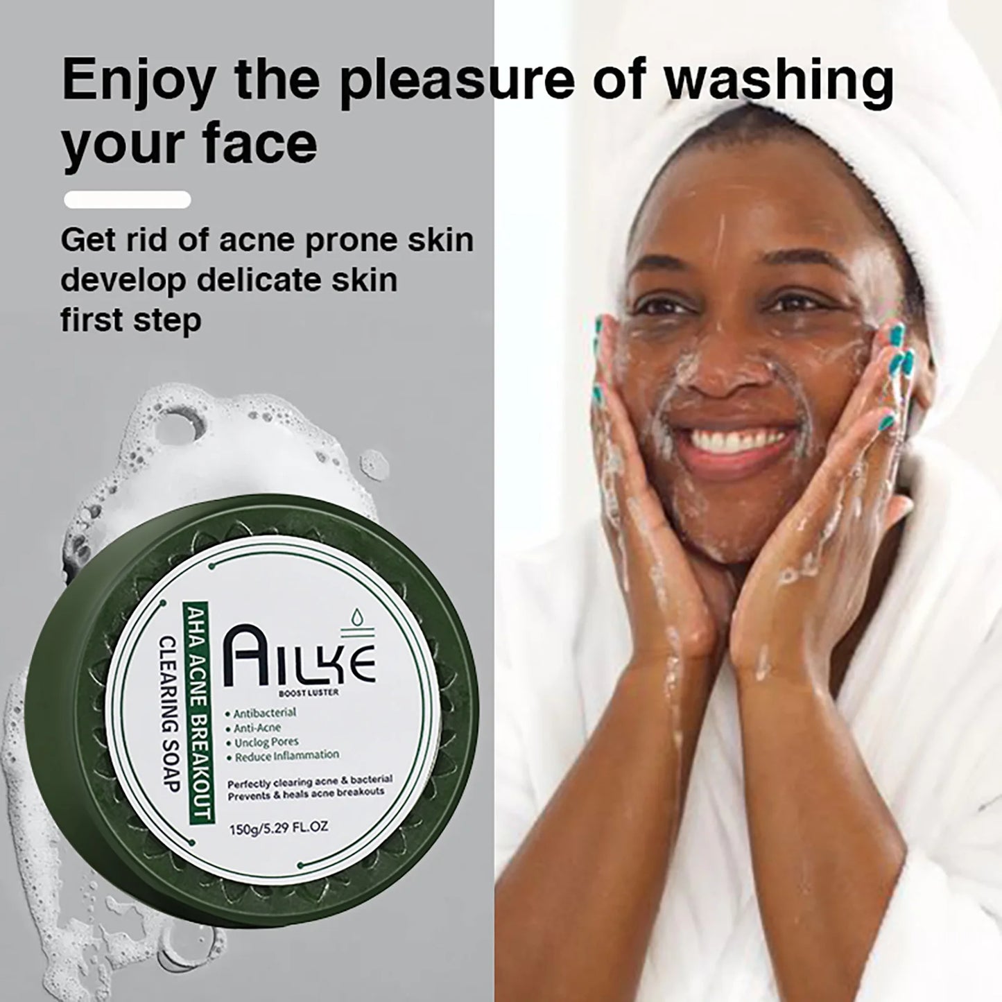 AILKE Organic Anti-Acne Cleansing Face Care Set, Smooth Skin, Reduce Pimples, Spots, Prevent Breakout