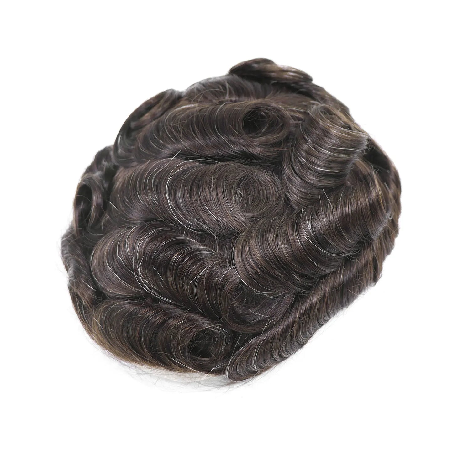 8x10 BIO Swiss Lace With PU Men Toupee Human Hair Natural Hairline 30mm Wave Lace Front Male Wig Units Replacement Prosthesis