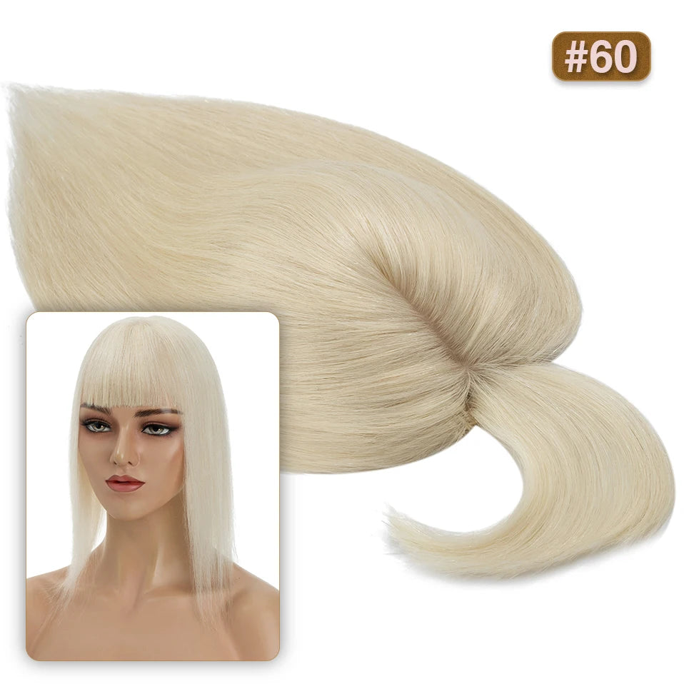 S-noilite Hair Toppers 10x12cm Women Topper 3.5x9cm Silk Base Natural Hair Wig 100% Human Hair For Women Hairpiece With Bangs