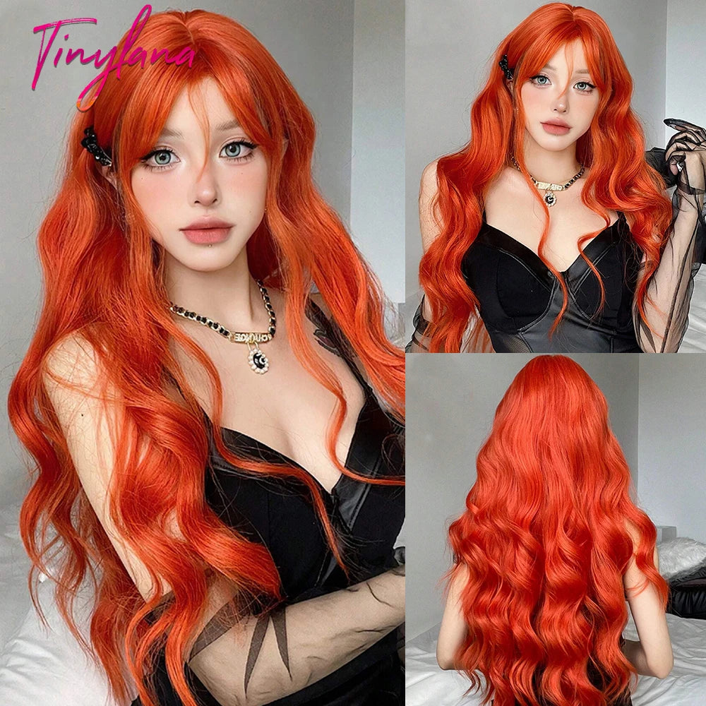 Long Curly White Platinum Synthetic Wigs with Bangs for Women Afro Cosplay Lolita Wavy Wig Natural Hair Heat Reisitant Daily Use