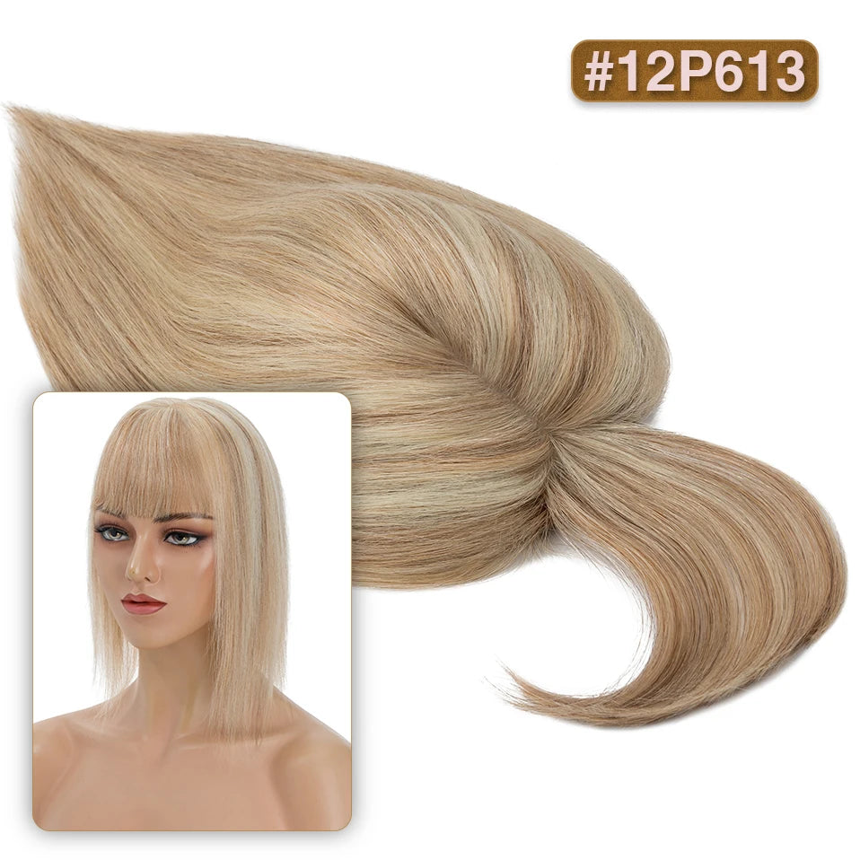 S-noilite Hair Toppers 10x12cm Women Topper 3.5x9cm Silk Base Natural Hair Wig 100% Human Hair For Women Hairpiece With Bangs