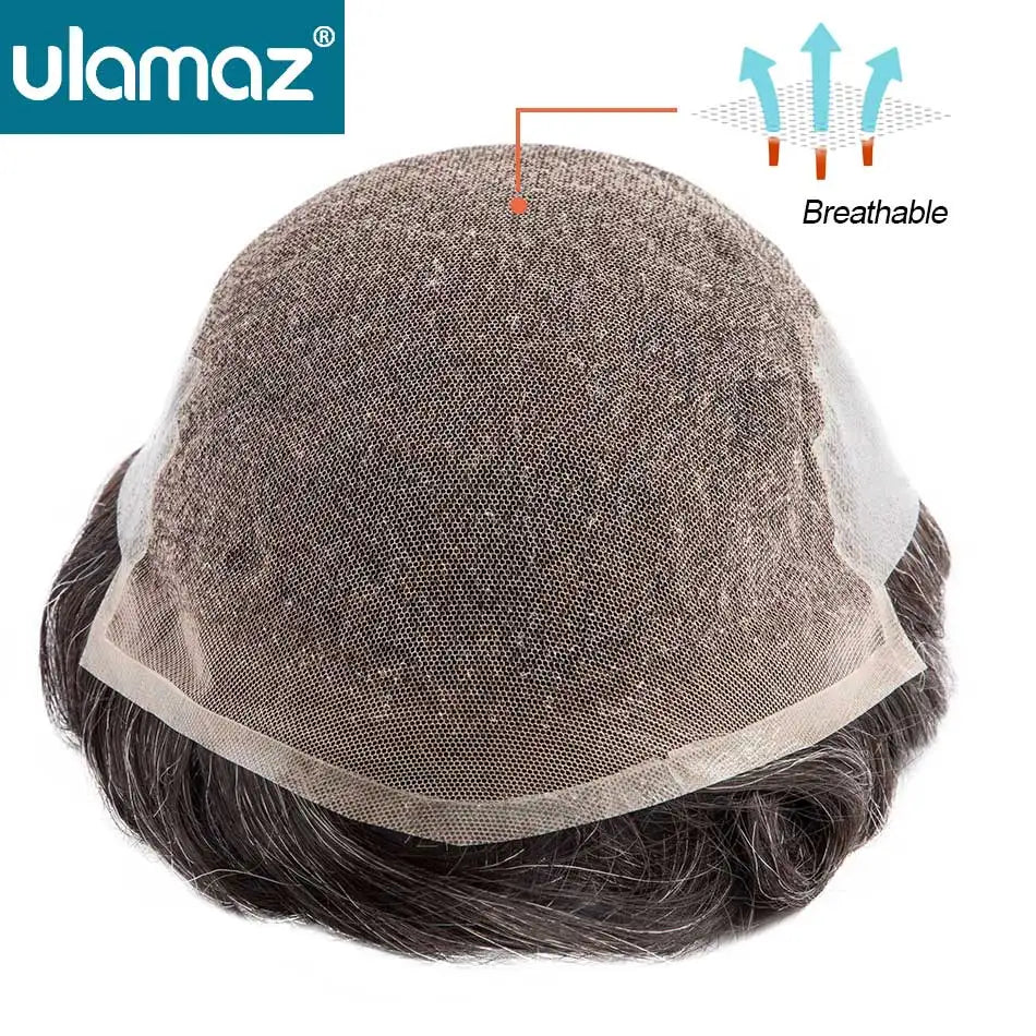 Lace Front Men's Wig Bleach Knots Capillary Male Hair Prosthesis Lace PU Toupee Wigs For Men Q6 Hair System Man Real Human Hair