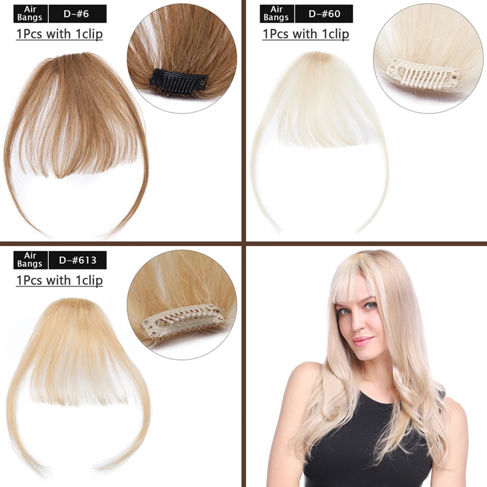 S-noilite Thick Bangs Air Bangs Straight Wig Natural Black Brown Blonde Invisible Fake Hair Piece Clip In Fringe Hair Extensions