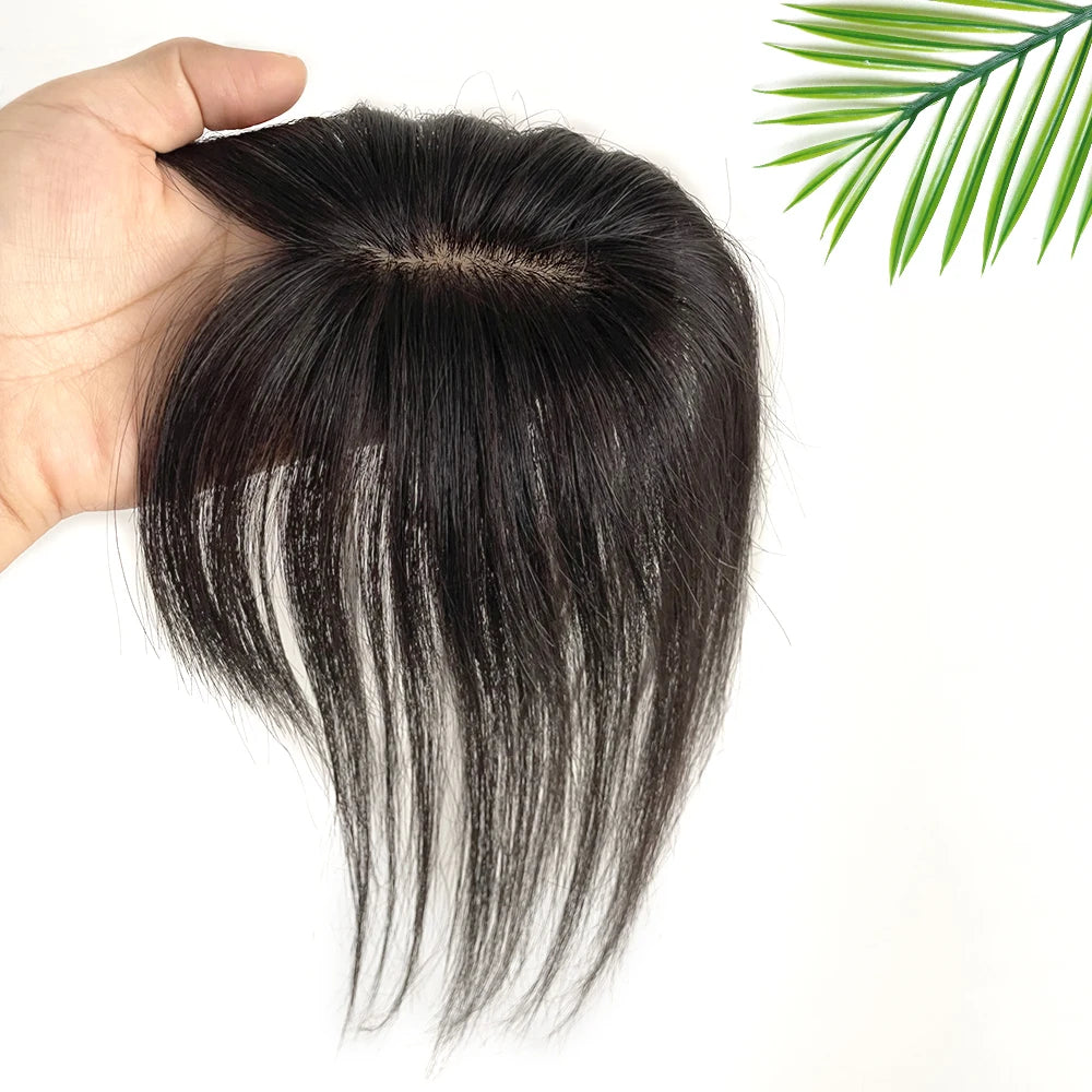 All Sizes Silk Base Virgin Human Hair Toppers with Bangs Full Handmade Silk Top Human Hair Piece Fringe Women Toupee With Clips