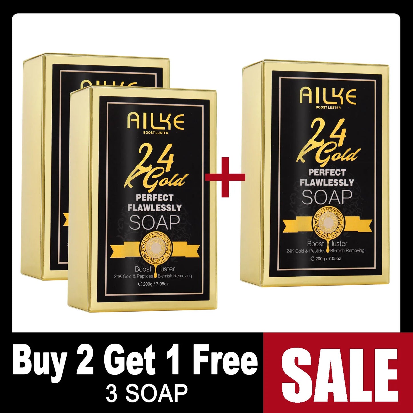 AILKE 24K Gold Perfect Flawlessly Lightening Skin Care Kit, Moisturizing, Smooth Skin, Even Skin Tone, Reduce Wrinkles