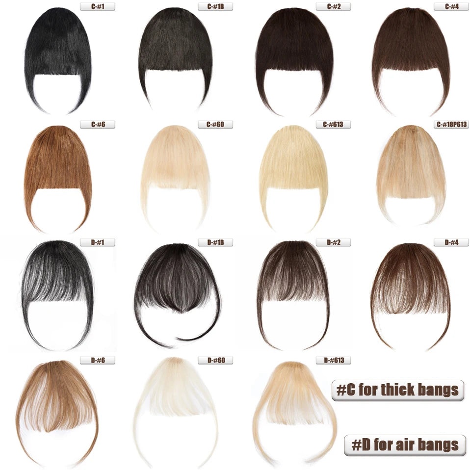 S-noilite Thick Bangs Air Bangs Straight Wig Natural Black Brown Blonde Invisible Fake Hair Piece Clip In Fringe Hair Extensions