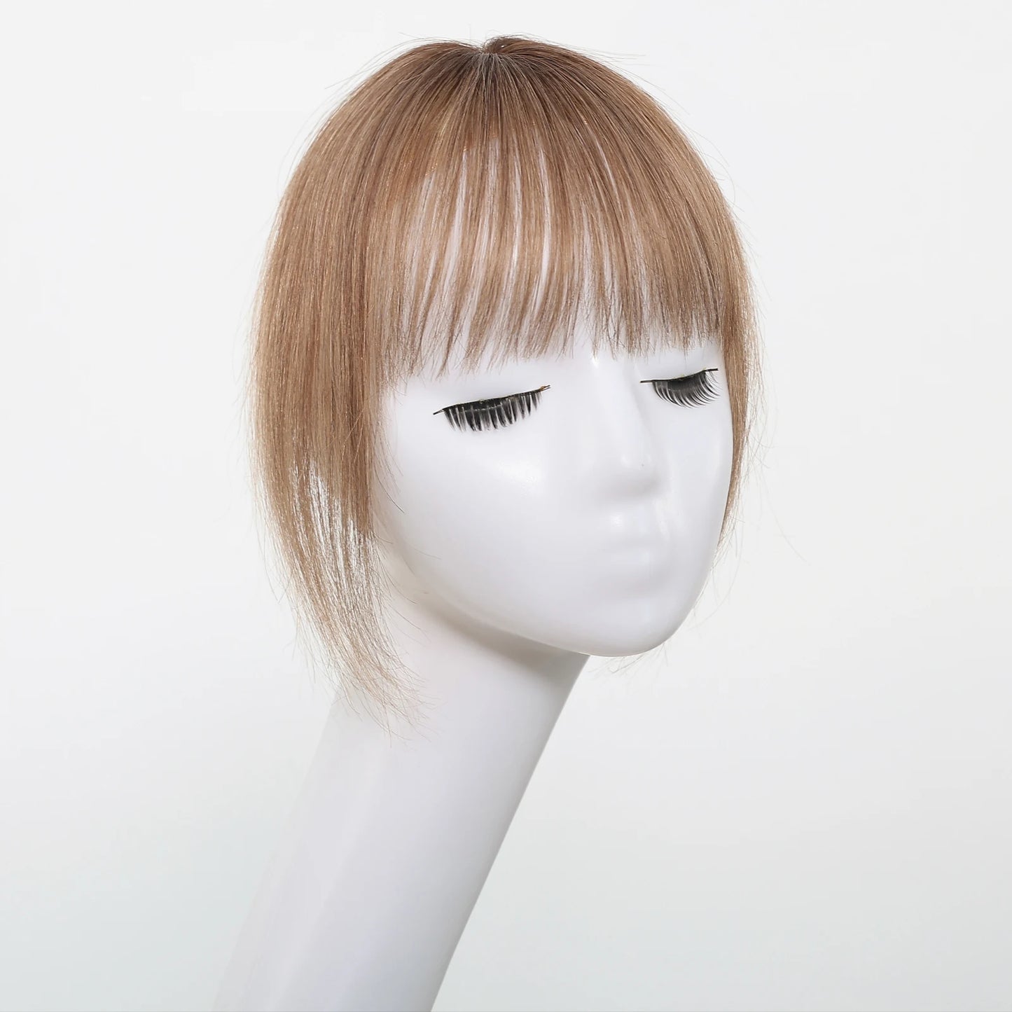 100% Remy Human Hair Toppers with Bangs Light Brown Hairpieces 3D Wispy Bangs for Women Thin Hair Real Human Hair Topper Clip In